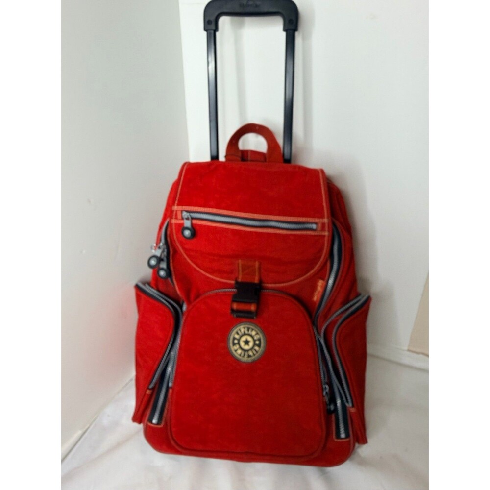 Kipling Sanaa Rolling Backpack Red Wheeled Travel School Bag Carry-On